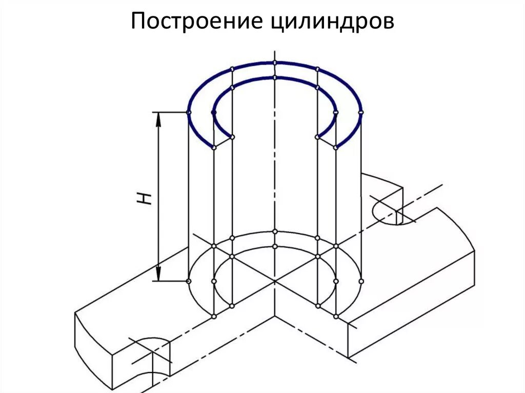 Цилиндр с вырезом. Аксонометрический чертеж цилиндра. Построение цилиндрического отверстия в детали изометрия. Построение изометрической детали с цилиндрическим отверстием. Аксонометрическая проекция подшипника.