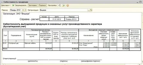 Производство услуг учет