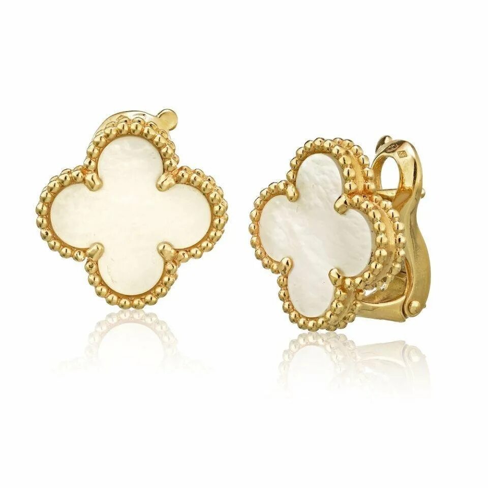 Сережки van cleef клевер. Серьги клевер van cleef золото. Серьги van cleef & arpels magic alhambra 3 мотива. Серьги van cleef четырехлистник. Серьги клевер van cleef.
