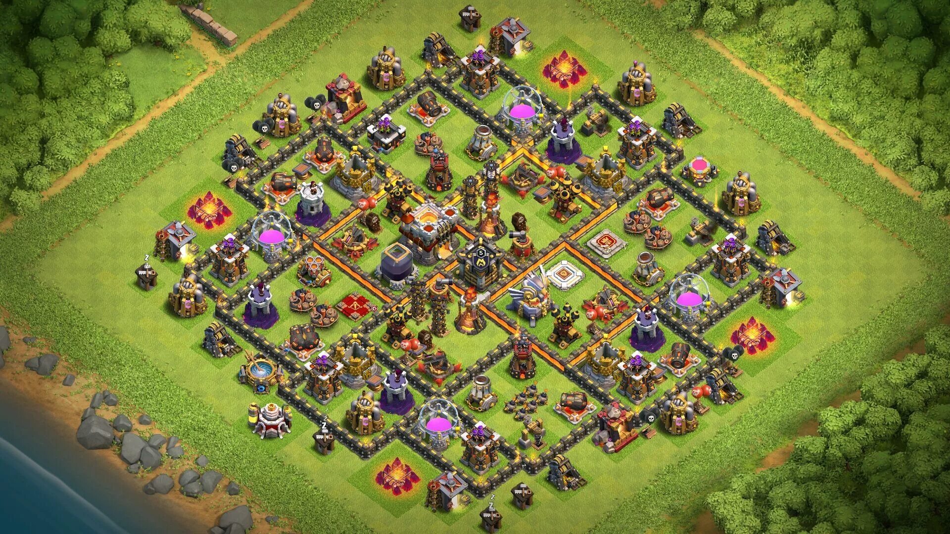 Лучшее тх clash of clans. 11th. Th10 Base Hybrid. TX 10 Clash защита. Th11 Base 2020.