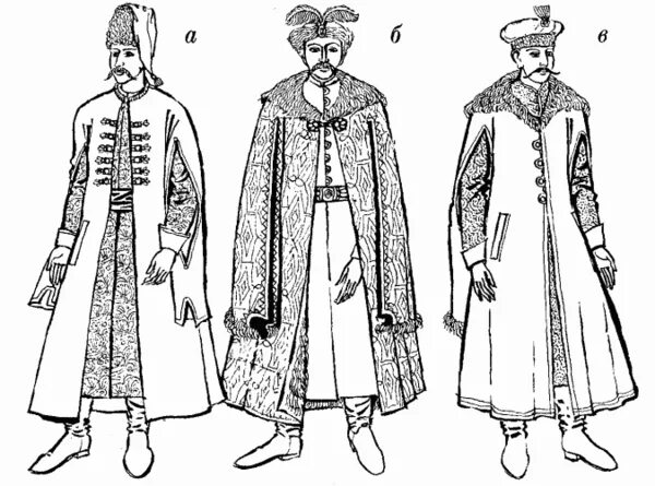 Старинная мужская верхняя. Кафтан боярина 17 века. Охабень бояр 17 века. Кафтан дворянина 17 века Русь. Зипун 18 век.