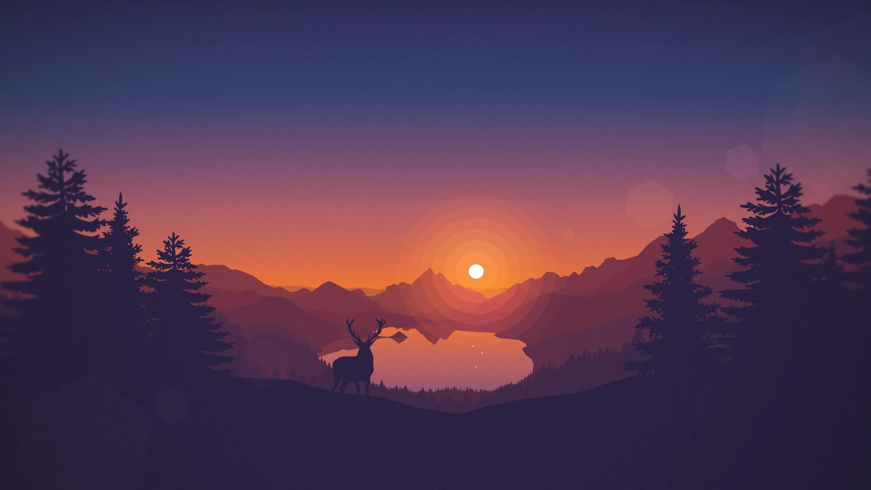 21.5 2. Firewatch: Thorofare Dawn. Пейзаж Минимализм. Пейзажи в стиле Минимализм.