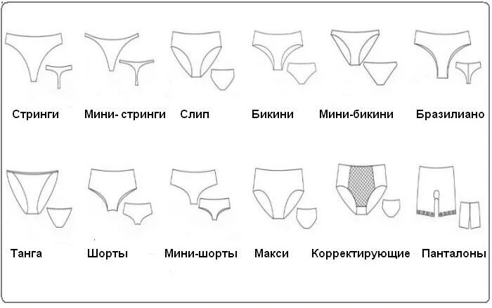 Названия женских трусов