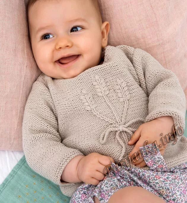 Книттинг Беби. Пуловер Фильдар для новорожденного. Вязаные кофточки для младенцев. Модные вязаные вещи для детей.