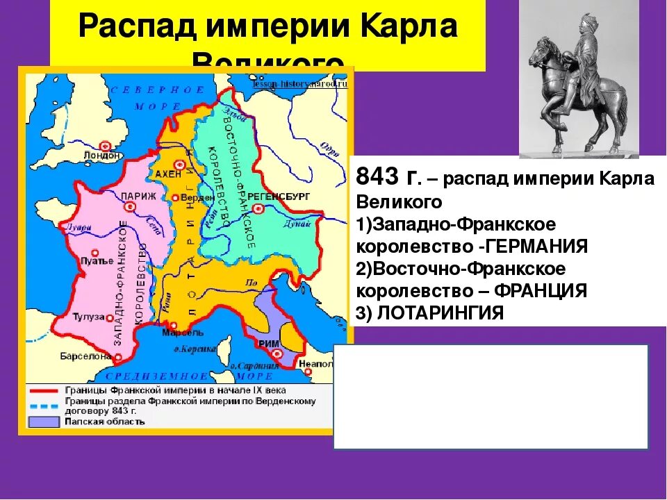 Распад франции. 843 Распад Франкской империи. Раздел Франкской империи 843. 843 Год распад Франкской империи.