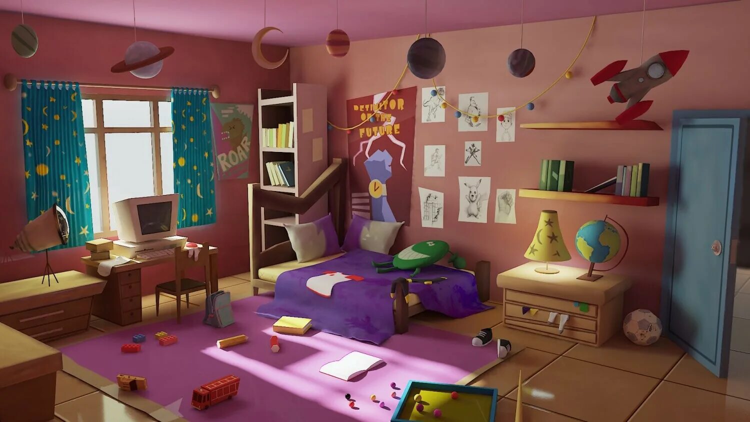 It s in room d. 3d интерьер комнаты. stylized room 3d. 3d room cartoon. cartoon bedroom 3d.