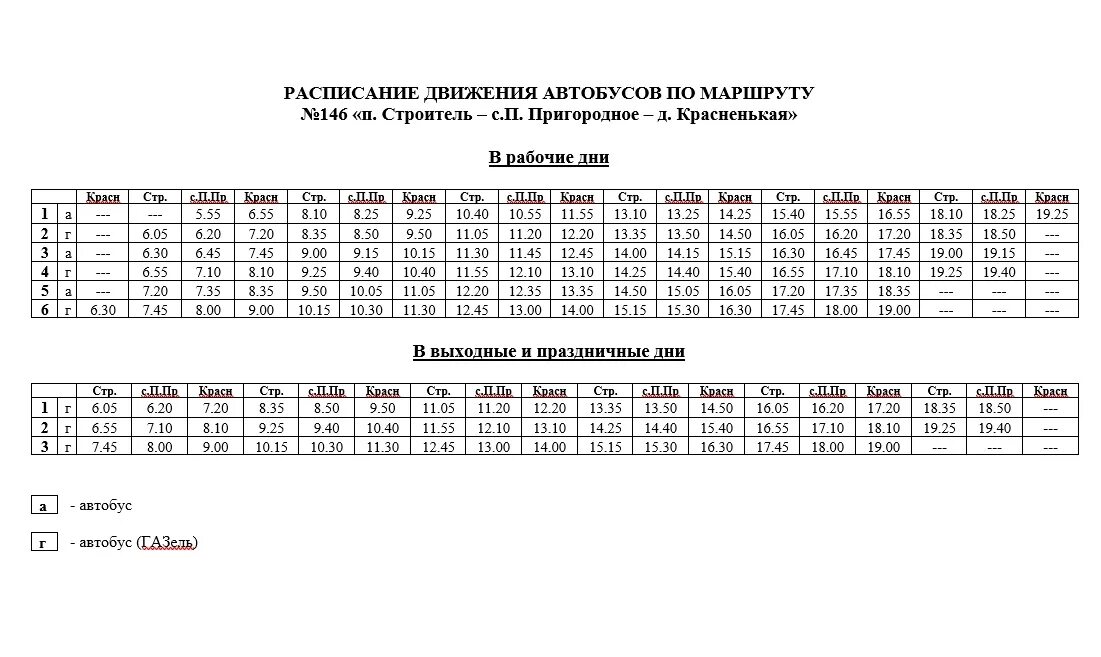 Расписание маршрутки строителей