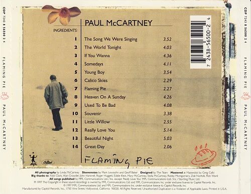 The songs we were singing. The songs we were singing. Paul mccartney 1997. The songs we were singing. 1997 - flaming pie.