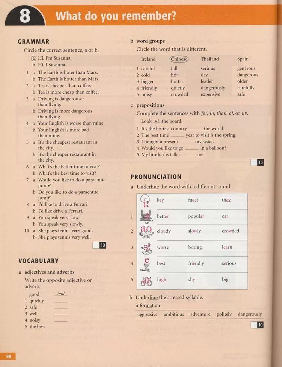 Underline the stressed. What do you remember Grammar ответы. What do you remember 1 Grammar ответы. Grammar Vocabulary and pronunciation ответы b. 3 What do you remember Grammar ответы.