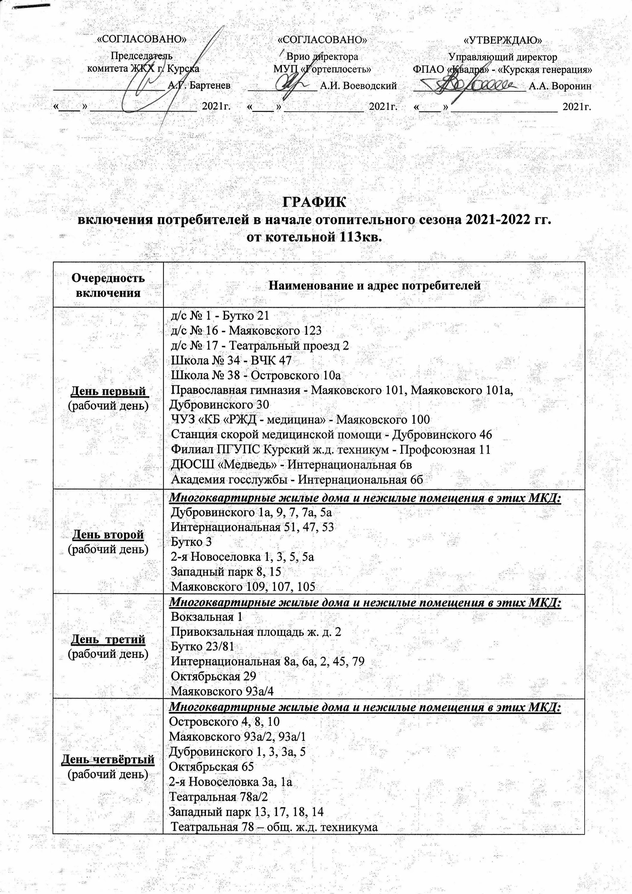 В Курске "Квадра" опубликовала график подачи тепла в жилые дома " 46ТВ Курское И