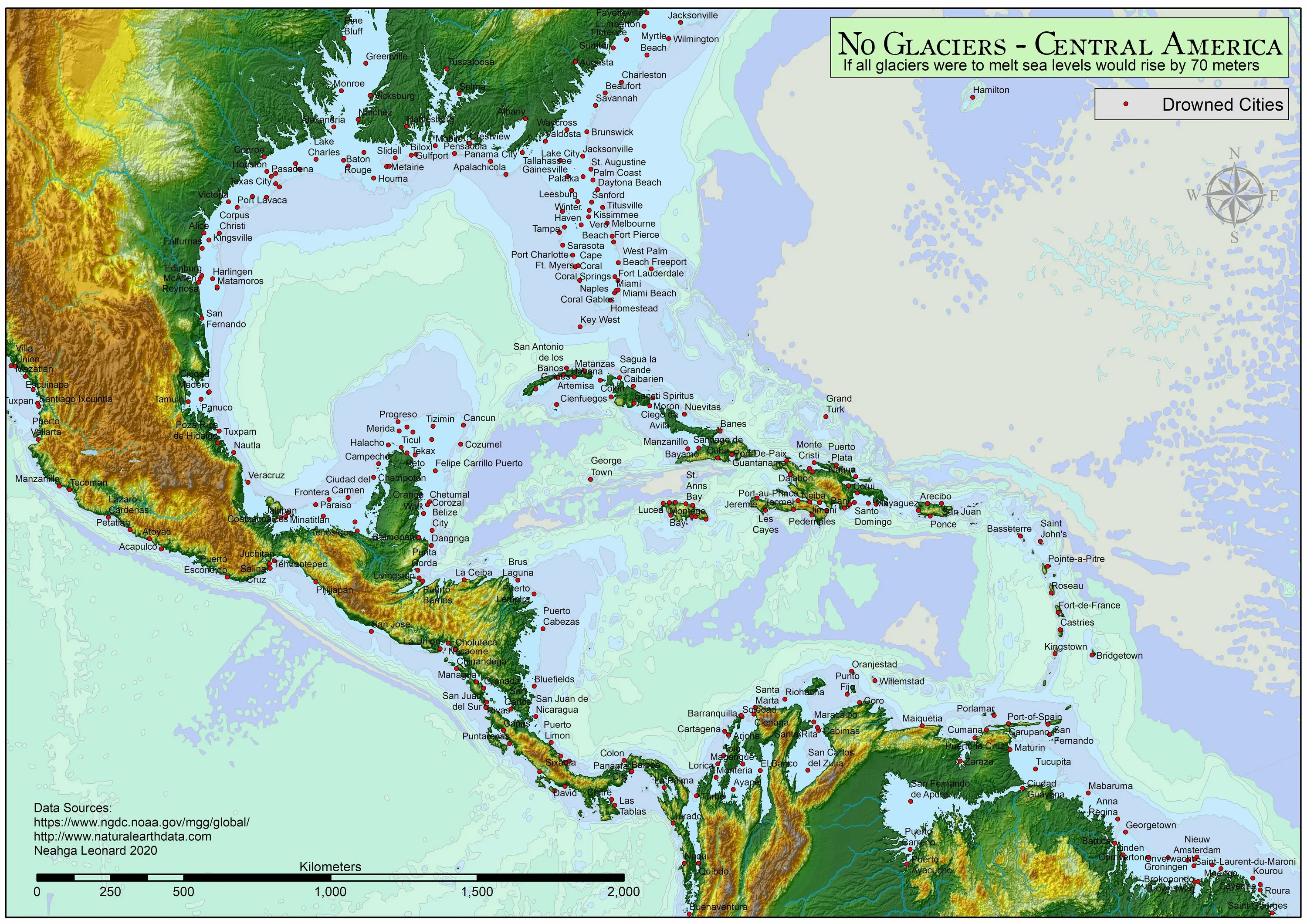 Физическая карта центральной Америки. Sea Level Rise Map. Уровень моря альтернативная карта. Центральная Америка в будущем.