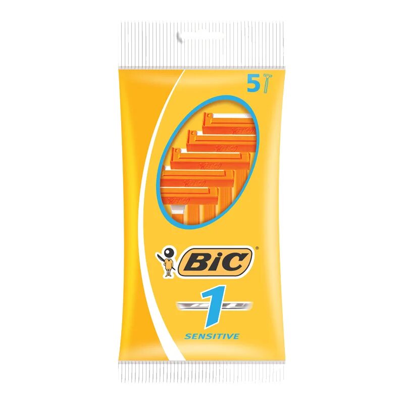 Бритва "sensitive", BIC, 5 шт.. Одноразовый станок BIC 1 лезвие. BIC 1 станки одноразовые sensitive 5 шт. BIC станки одноразовые BIC 1 sensitive (5шт.) С одним лезвием. Станки одноразовые мужские купить