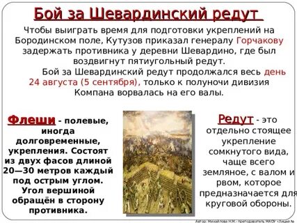 Сражение в следствие потери шевардинского редута
