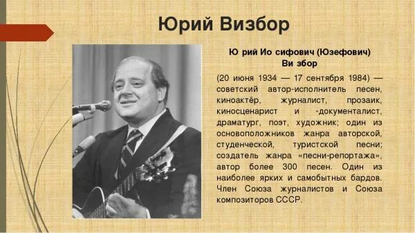 Юрий визбор бард. Юрий визбор 20 июня 1934. Презентации юрий визбор бард. Юрий визбор сообщение о барде. Барды юрий визбор биография.