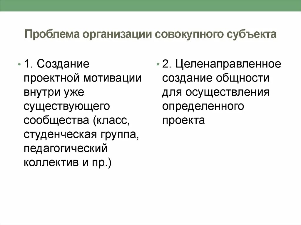 Проблема организации совокупного субъекта.. Организационные проблемы предприятия. Совокупные субъекты проектирования это. Субъект проектирования. Проблемы с юридическими лицами