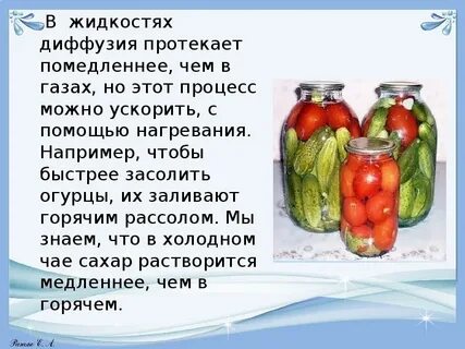 На каком физическом явлении состоит засолка огурцов