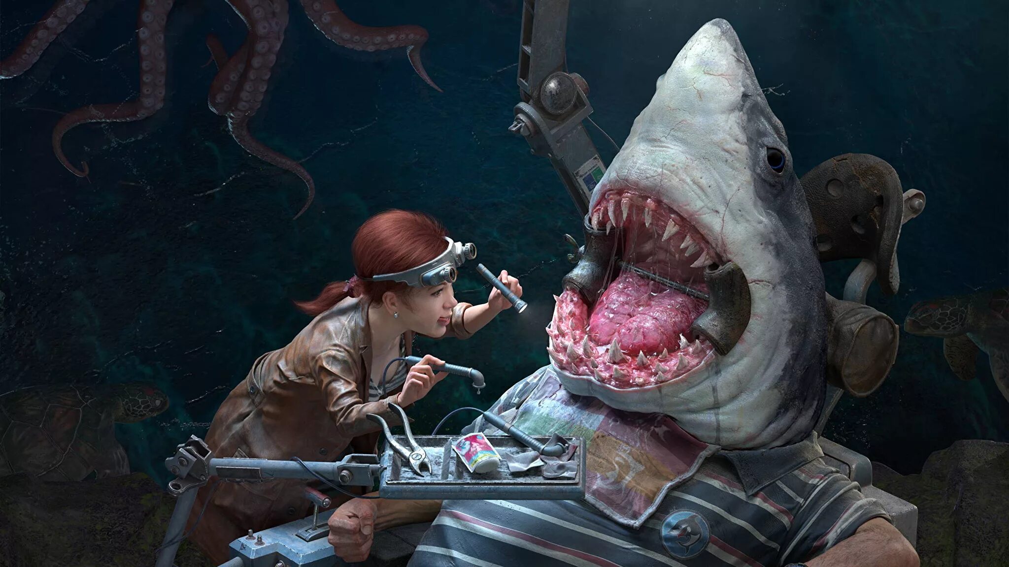 Игры монстры едят монстров. Фантастическая акула.