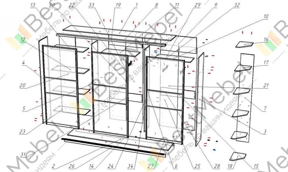 Схема сборки шкафа остин лайт 6 Шкаф распашной BestMebel Остин Лайт 11-1, 220x50x230 см купить по выгодной цен