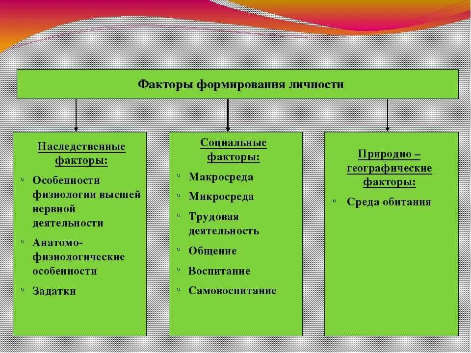 Основные факторы влияющие на формирование