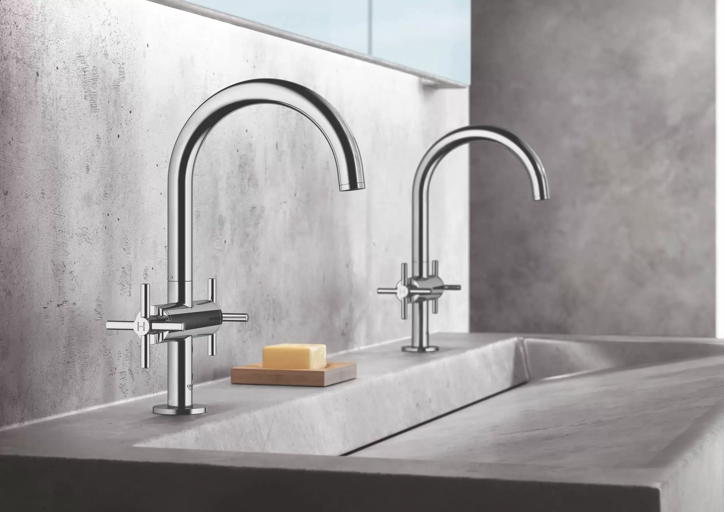 Раковины для ванной grohe. Смеситель Grohe Atrio. Grohe Atrio New. Смеситель двухвентильный Грое. Смеситель Grohe Atrio New 20009003 для раковины.