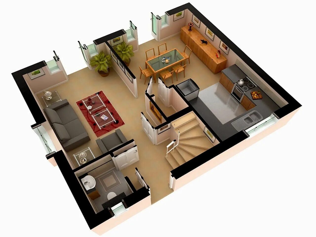 Варианты современных интерьеров 1 комнатной квартиры Sims house design, Small ap