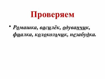 Ромашка проверочное слово