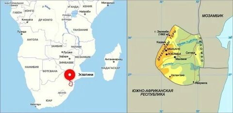 Свазиленд на карте африки