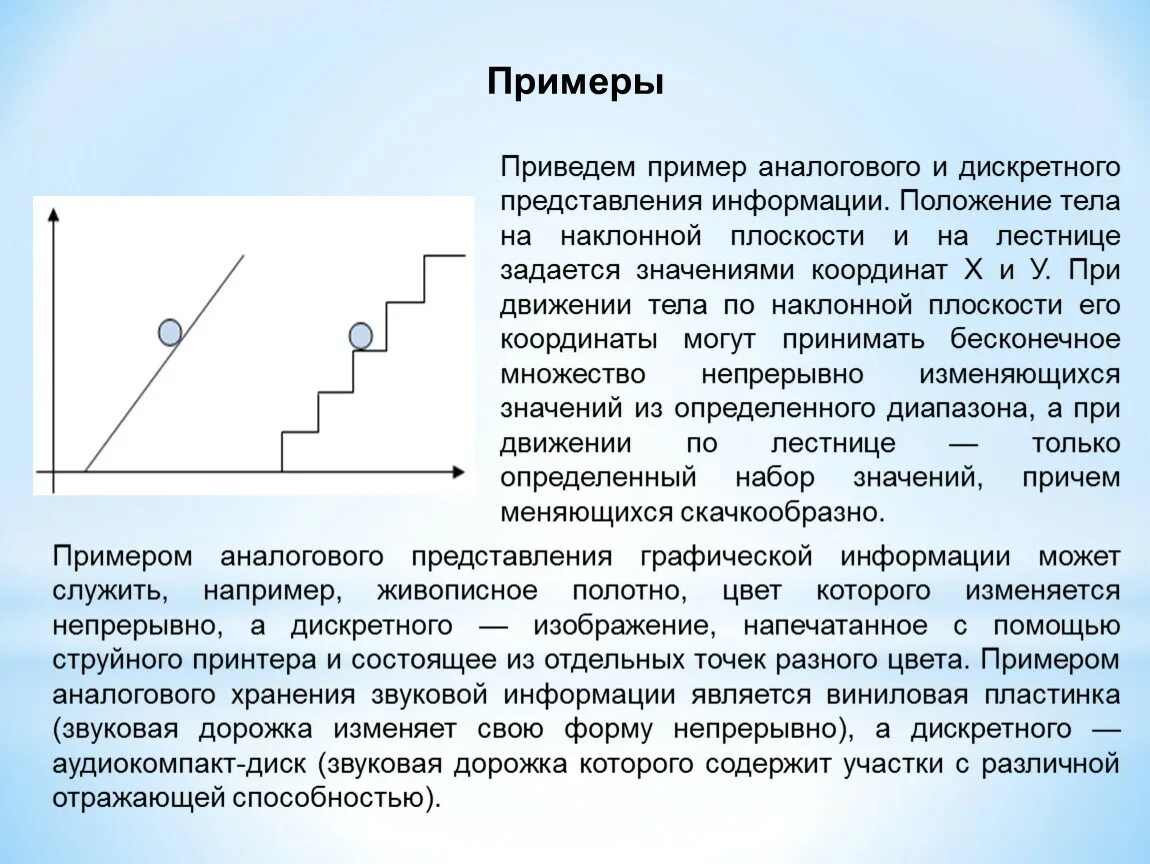 Аналоговая информация примеры