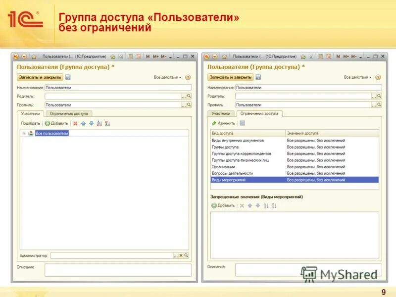 Группа пользователя 1с