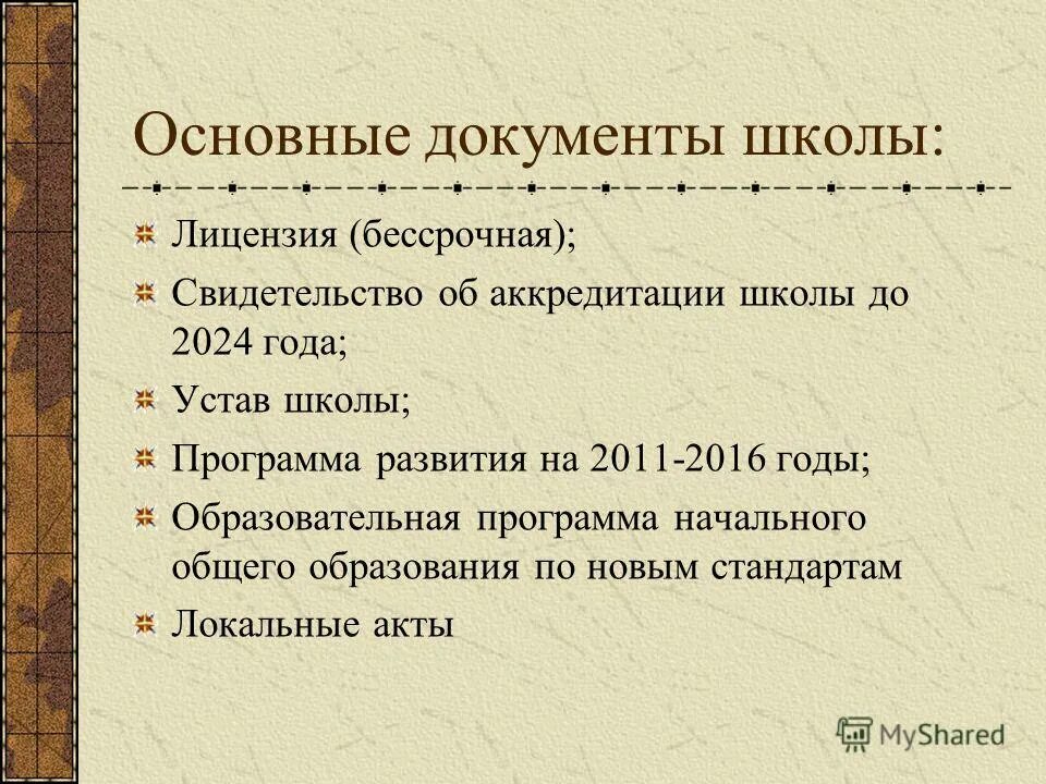 Документы школы