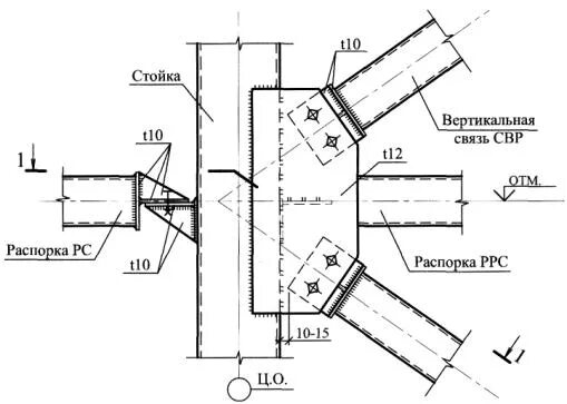 Узел соединения труб. Узел крепления распорки к колонне. Крепление вертикального трубопровода к колонне. Крепление распорки к стальной колонне. Узел крепления связи из трубы.
