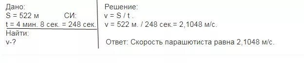 15 м с равно м мин. Задача скорость парашютиста массой. 9 М 522 скорость. В безветренную погоду скорость парюшутиста = 4 МС. Высота 513.