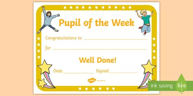 My best pupil. Pupils of week. Certificate for pupils English week. The best pupil of the week. Star of the week.