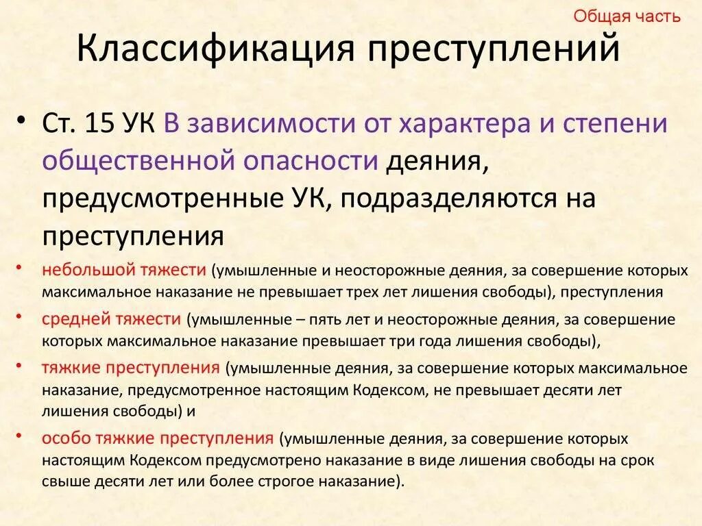 Классификация правонарушений по степени тяжести. Классификация преступлений по уголовному кодексу РФ. Уголовно-правовая классификация и категоризация преступлений.. Виды классификации преступлений.