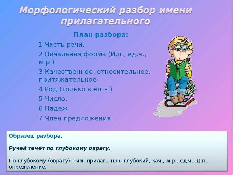 Начальная форма слова себя. Морфологический разборприлагательног. Морфологический разбор прилагательного. Разбор имени прилагательного. Морфологический разбор прилагат.