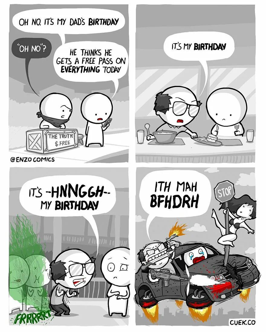 Комикс день рождения. С днем рождения комикс. Смешные комиксы про день рождения. Мемы про день рождения комиксы. Короткий комикс про день рождения.