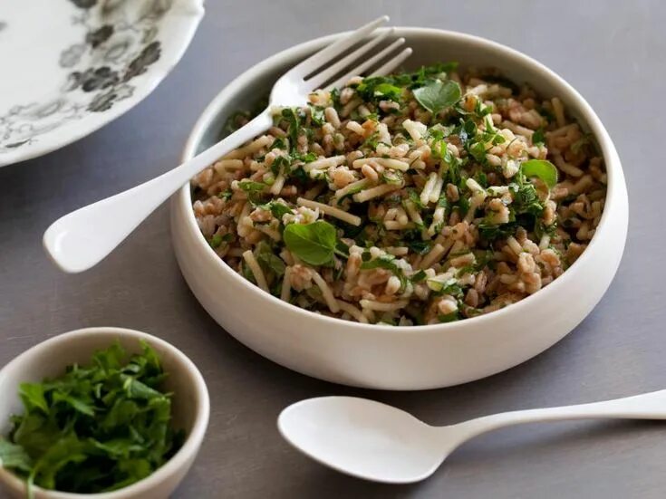 Mediterranean Farro Salad Video : Food Network Food network recipes, Farro recip