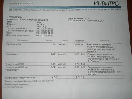 Анализ на холестерин