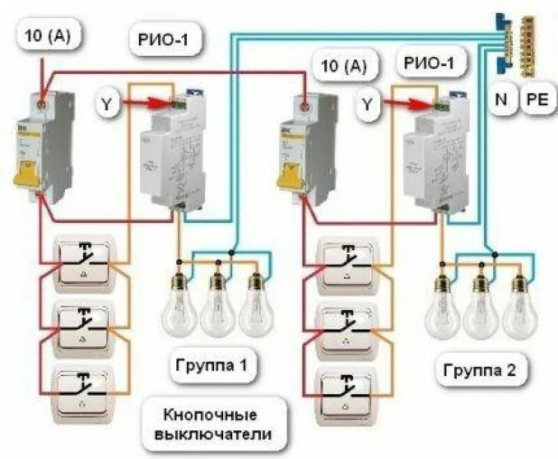 Тип управления выключателя. Схема подключения двух импульсных реле. рио-1 импульсное реле схема. импульсное реле для управления освещением схема. импульсное реле схема подключения.