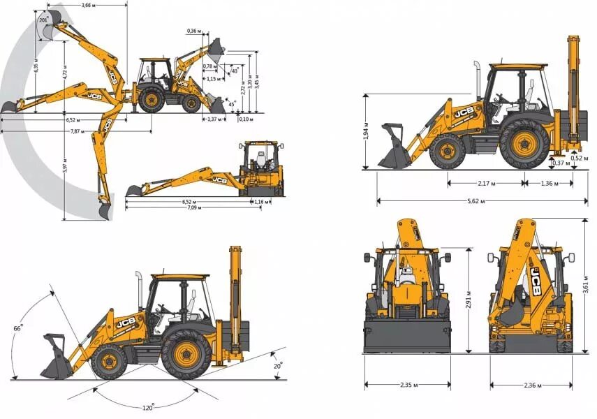 Экскаватор погрузчик размеры