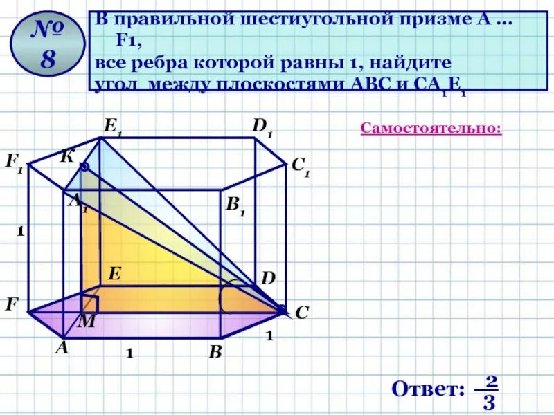 Все ребра равны 1. Правильная шестиугольная Призма ЕГЭ. Правильная шестиугольная Призма угол между плоскостями aff1 и dd1e. Угол между плоскостями в призе. Угол между плоскостями в шестиугольной призме.