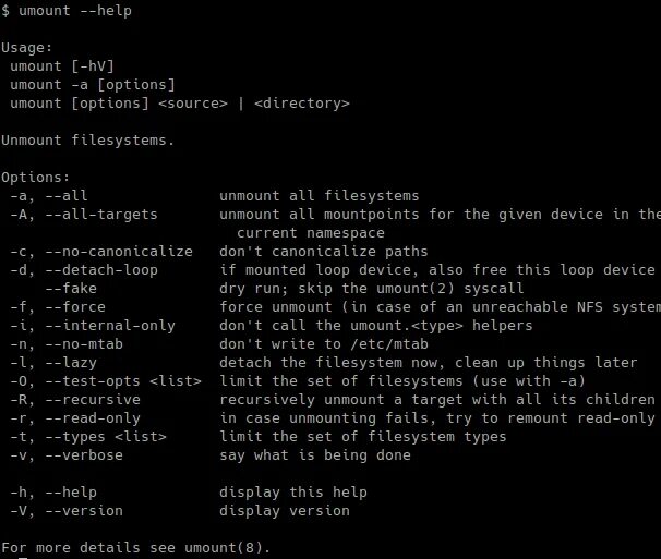 Unmounting disk