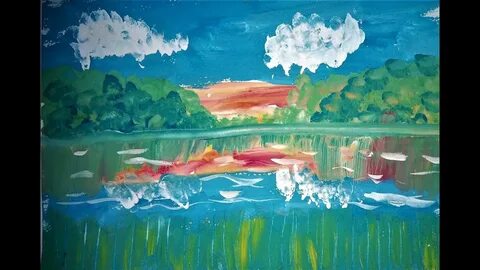 Как нарисовать озеро отражение в воде