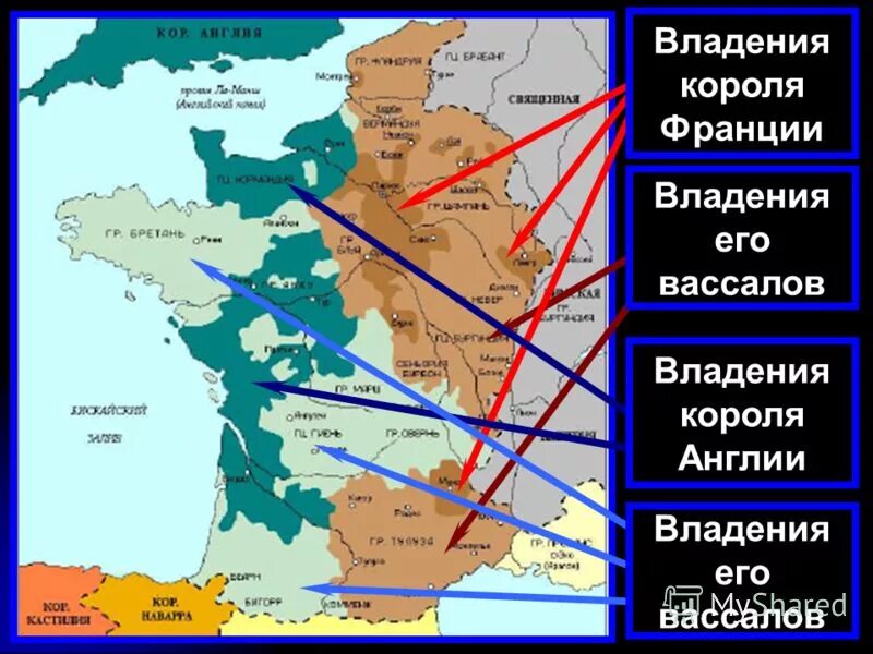 Владения французских королей в 11 веке. Владения английских королей во Франции. Владение французского короля.