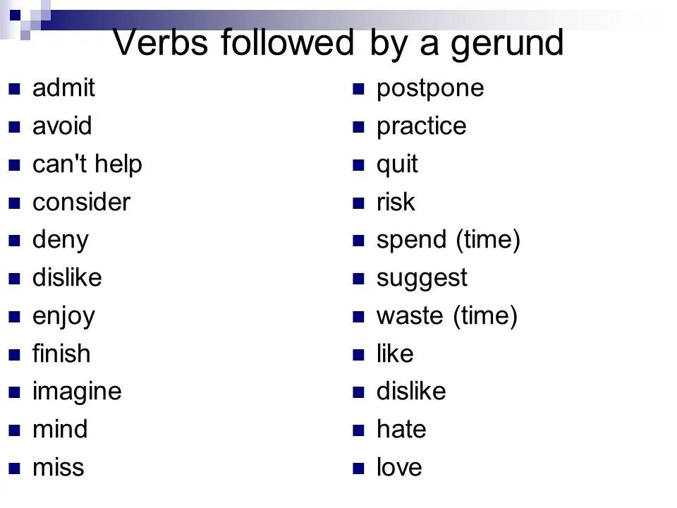 Verbs followed by Gerund vs. Infinitive. Verbs followed by Gerund. Герундий (the Gerund). Verb Infinitive.