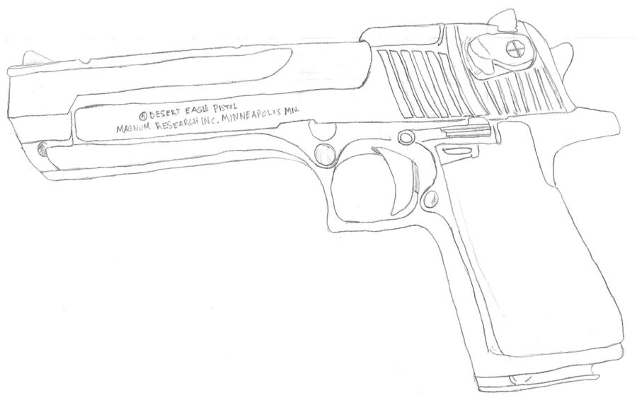 Дигл раскраска. Дезерт игл чертеж. Чертёж пистолета Desert Eagle.