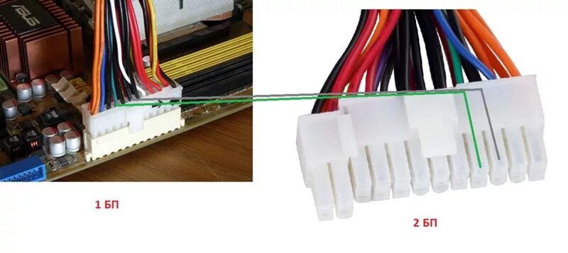 Как подключить 2 блока питания. Соединить два блока питания компьютера. Перемычка для запуска блока питания 14 Pin. Синхронизатор 24 пин с 1 блока на 3. Как подключить синхронизатор