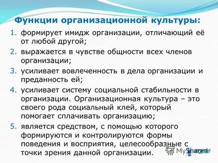 Функции культуры организации