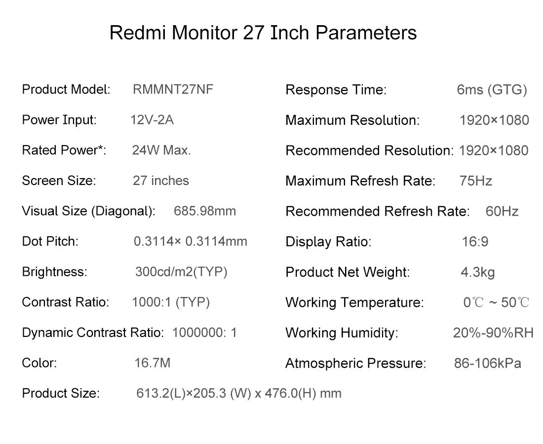 Xiaomi rmmnt27nf. Xiaomi redmi display 27 rmmnt27nf.