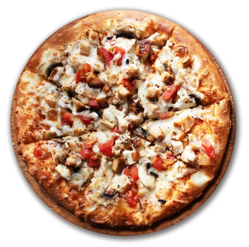 Доставка еды майкоп. Сочная пицца. Пицца с курицей. Пицца с грибами. Пицца с курицей и помидорами.